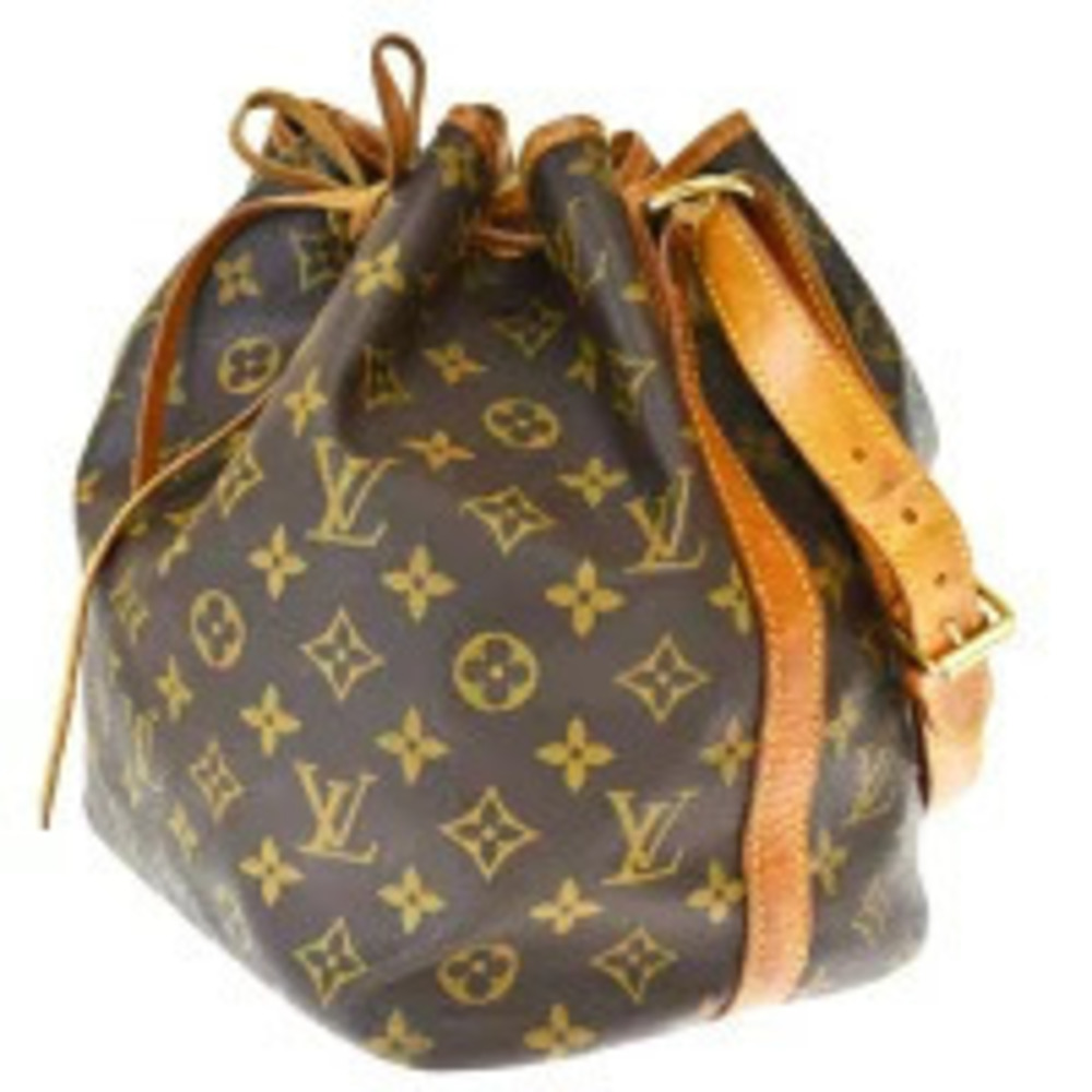 Louis Vuitton Leather Shoulder Bag Monogram Noe Drawstring Brown